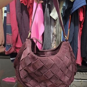 Elegant Burgundy Suede Women's Bag
